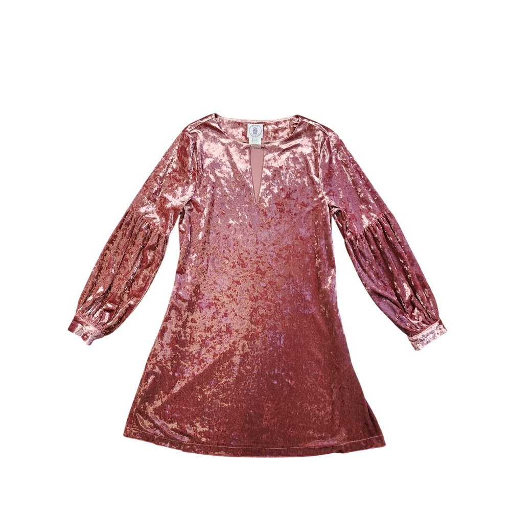 Muche Et Muchette Crushed Velvet Puff Sleeve Mini Dress Women S/M Pink Mauve